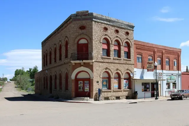 The stone Antonio Lopresto Building on Main Street in Aguilar
