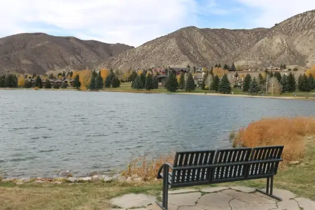 Nottingham Lake in Avon with sage-covered hills behind