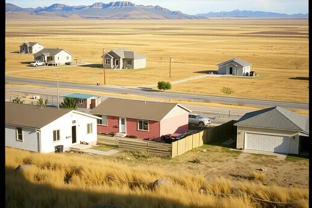 Modest suburban homes on open plains in Dacono