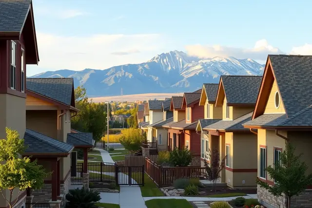 Newer suburban homes with Longs Peak in the distance in Frederick