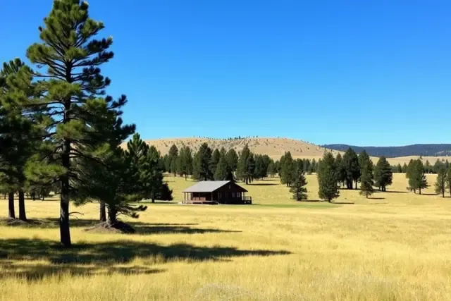Rural home on acreage among ponderosa pines and grassland near Kiowa