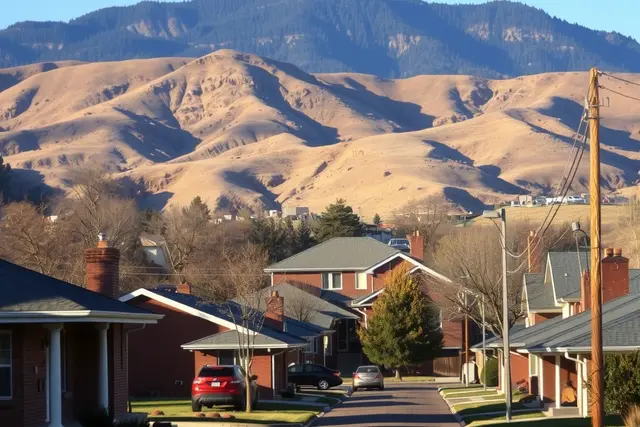Brick ranch homes in Lakewood with the foothills behind