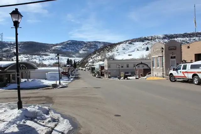 Main Street in Oak Creek in winter