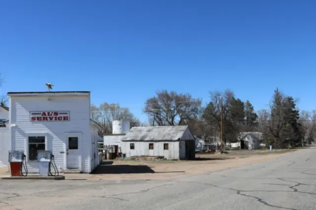 An old service garage on a quiet street in Orchard
