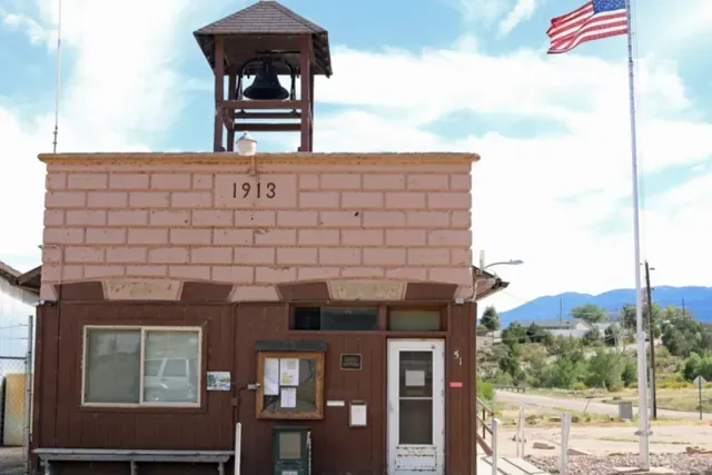 The Rockvale town hall with its bell tower on Railroad Street