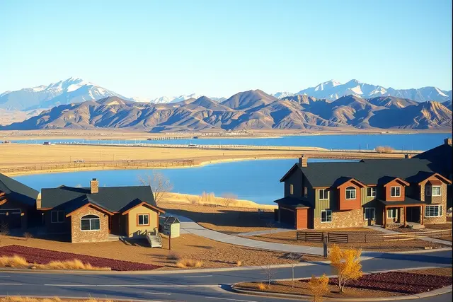 Large new homes near a reservoir in Timnath