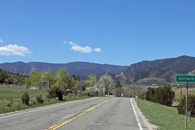 Highway 96 entering Wetmore below the Wet Mountains